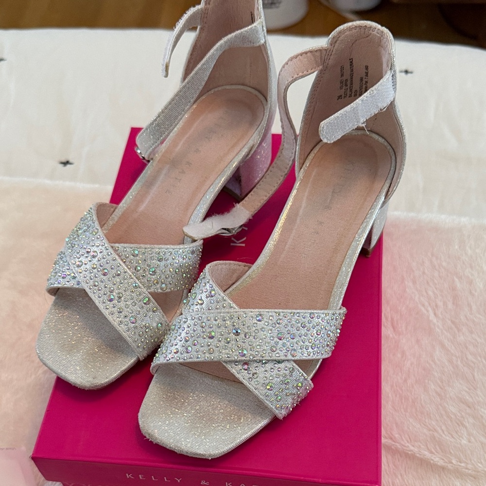 Kelly & Katie Sparkling Silver Kids Dress Shoes